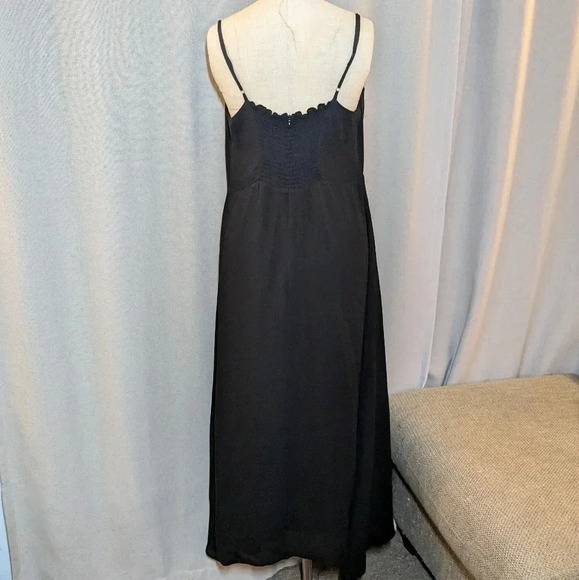 Ali Golden Dress Fitted Bodice Black Georgette Midi Large - Picture 6 of 10